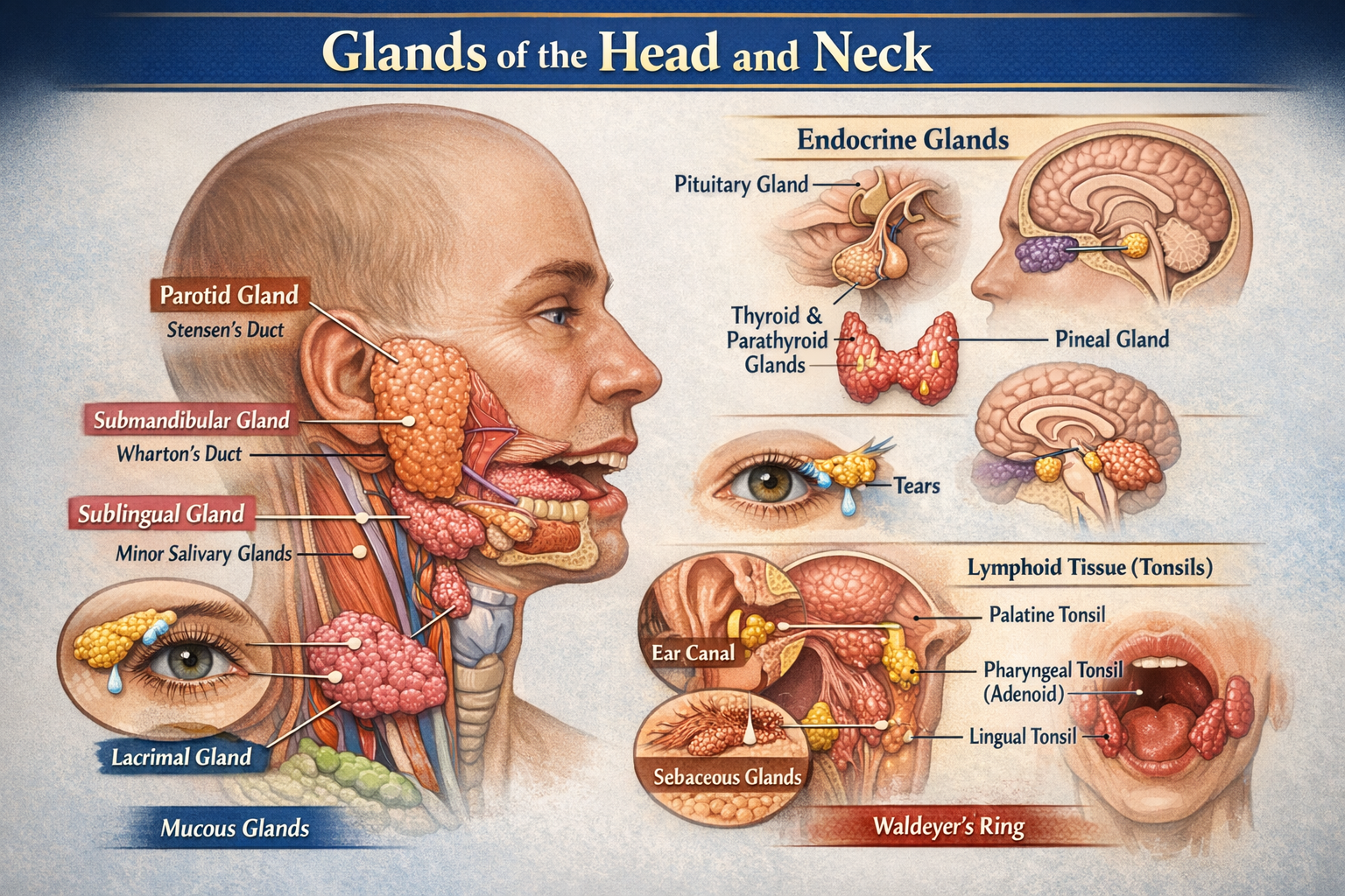 Illustration of Glands of Head and Neck Anatomy Types Functions and Clinical Importance symptoms
