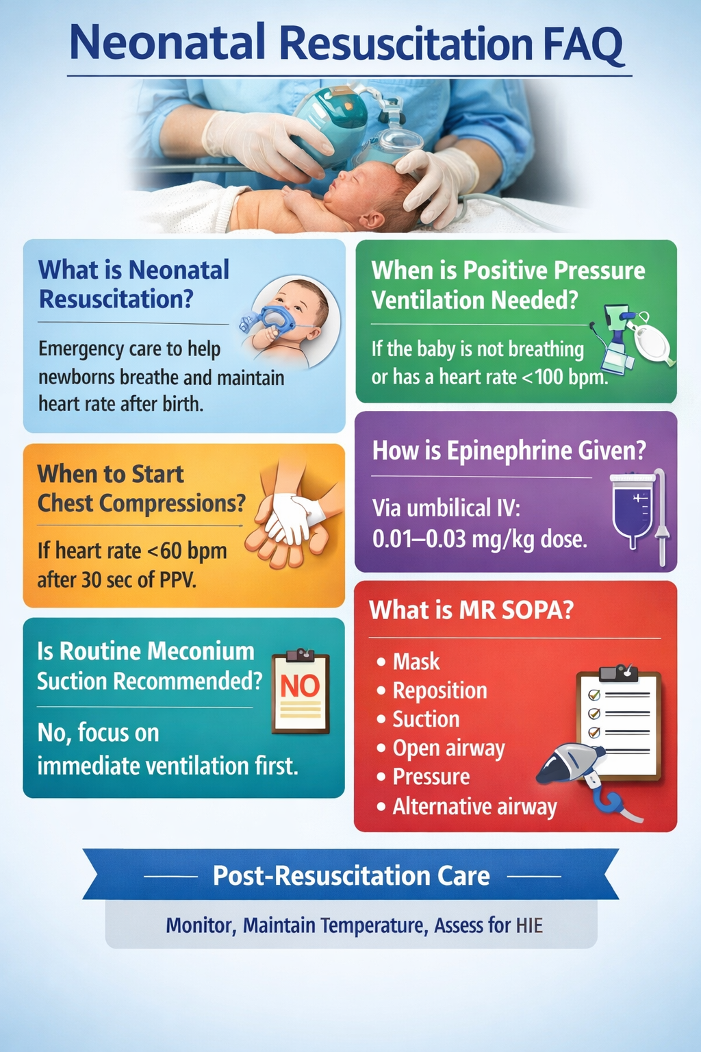 Illustration of Neonatal Resuscitation Guide for Newborn Emergency Care symptoms